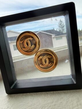 Chanel Gold Plated Interlocking CC Earrings